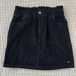 Roxy Corduroy Skirt Silent Days Paper Bag Mini Skirt Black Stripes 100% Cotton